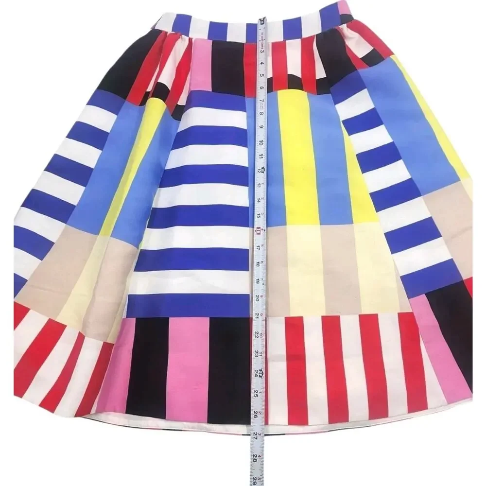 Kate Spade New York A Line Skirt Womens Sz 6 Multicolor Patchwork Stripe Classic